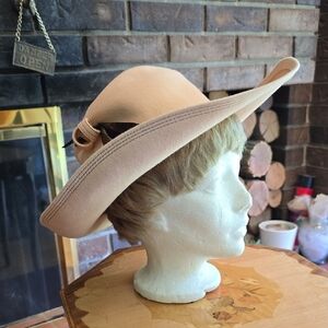 Andre - Vintage Blush Pink Women's Felt Hat with Faux Feather Accent​, Western​